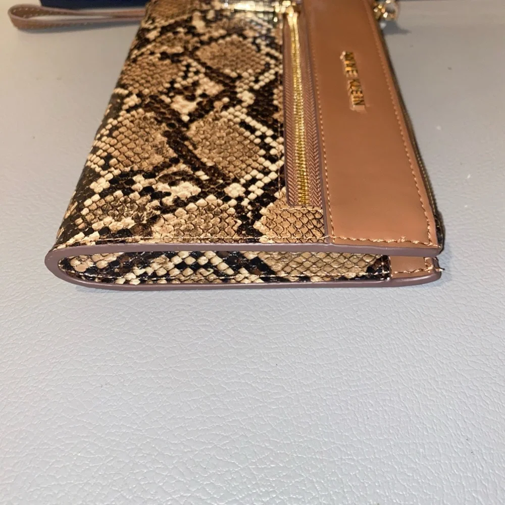 Anne Klein Brown Wristlet Wallet, Faux Snake Skin Design